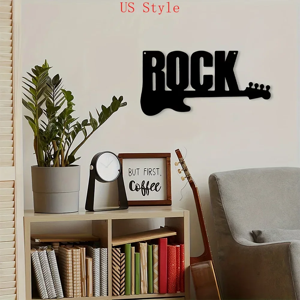 

1pc Rock Guitar Metal Wall Hanging Decor Metal Artwork Scene Home Background Room Decor Study Wall Decor Holiday Gifts Garden Ho