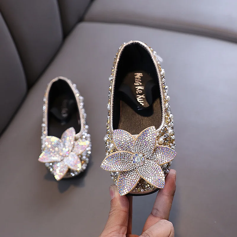 Girls Leather Flat Shoes Non Slip Kids Dance Loafers