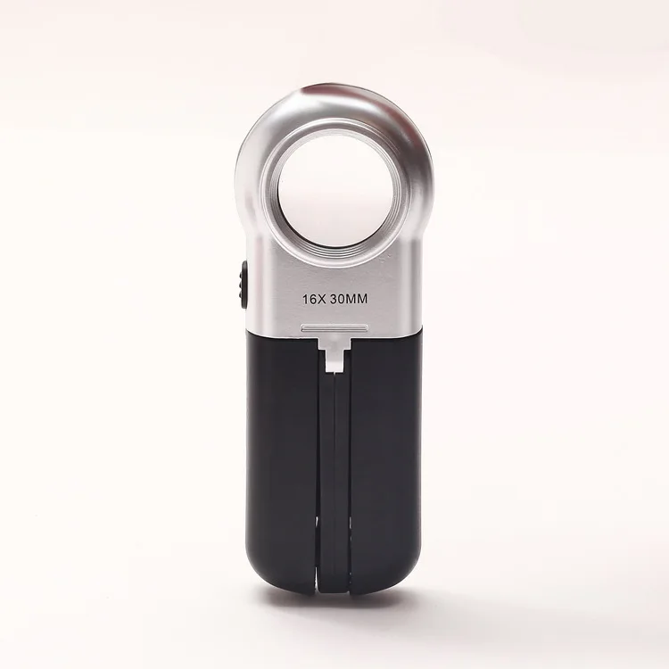 

16X Magnifier Handheld Desktop Dual-Purpose Lighting with Led Light Bracket Foldable Stand Desk Read for Jewelry Appraisal