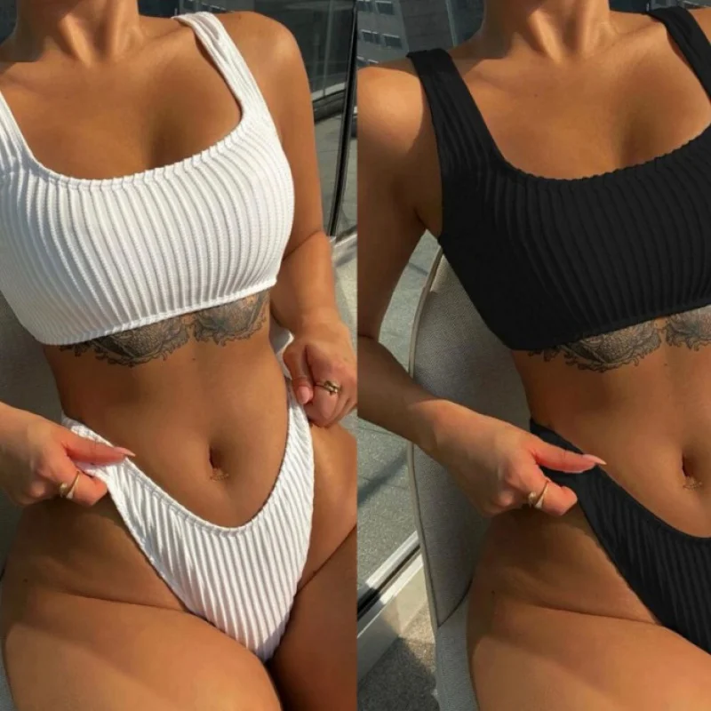 

New Sexy Split BikinibikiniBeach Pure Color Swimsuit