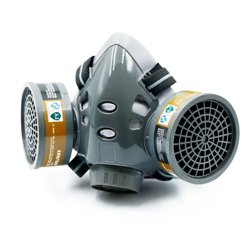 Gas Mask Respirator Filter Gas Mask Filter Gas Respirator Face Respirator Half Face Respirator Mask Painting Gas Mask Respirator Set Dual Charcoal Filters Spray Chemical Industry Pesticide Anti Fog Glasses