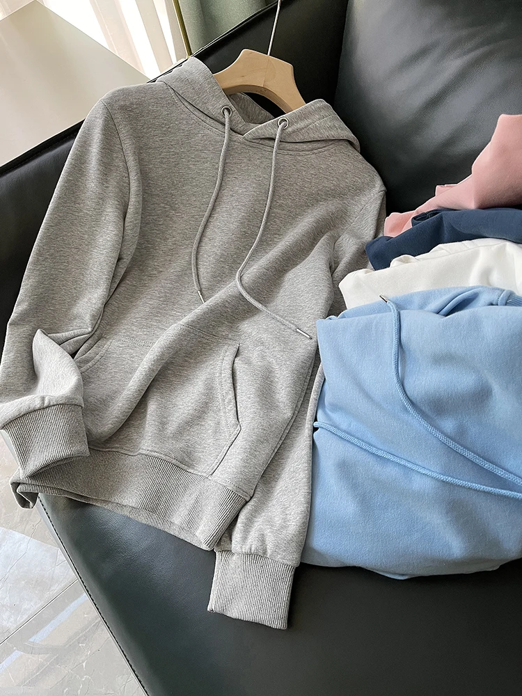 

Spring Autumn New Thin Hoodies Men & Women Unisex Loose Solid Big Pocket Sweatshirts Korean Style Drawstring Hooded Clothes