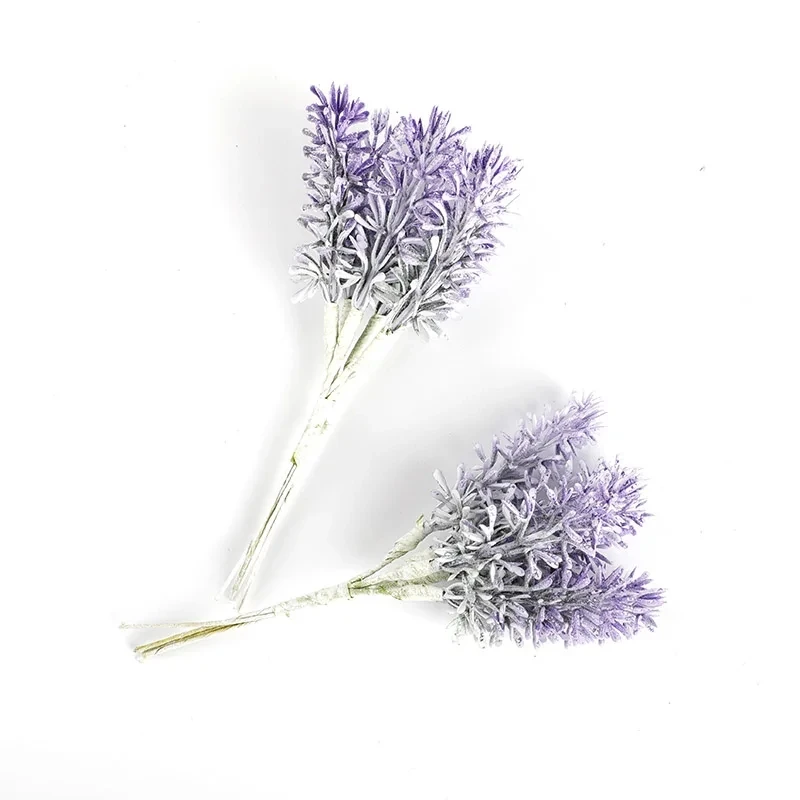 

6PCS Artificial Flowers Christmas for Home Decoration Silk Lavender Fake Plants Bridal Accessories Clearance Vase Diy Gifts Box