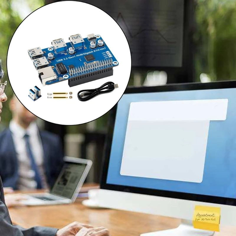 

USB3.2 Gen1 и Gigabit Ethernet HUB HAT упрощают подключение RaspberryPi4B