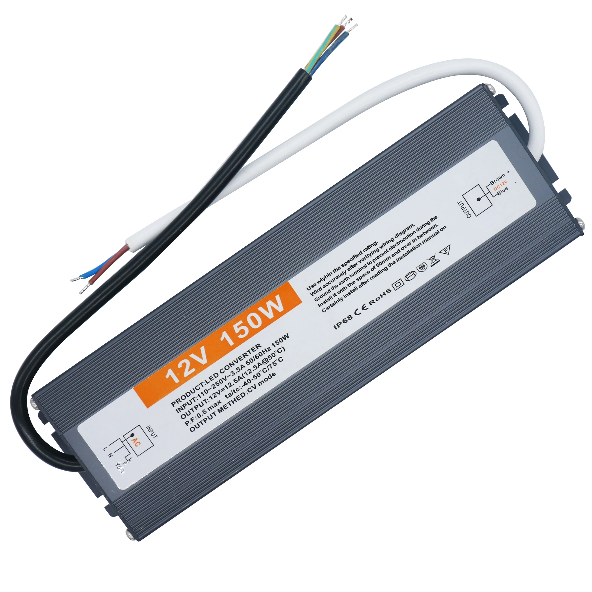 

12V Power supply 150w 100w 80w 60w LED Waterproof IP67 led driver 110V-220V to 12v Transformer For LED Strip Lighting Bulb