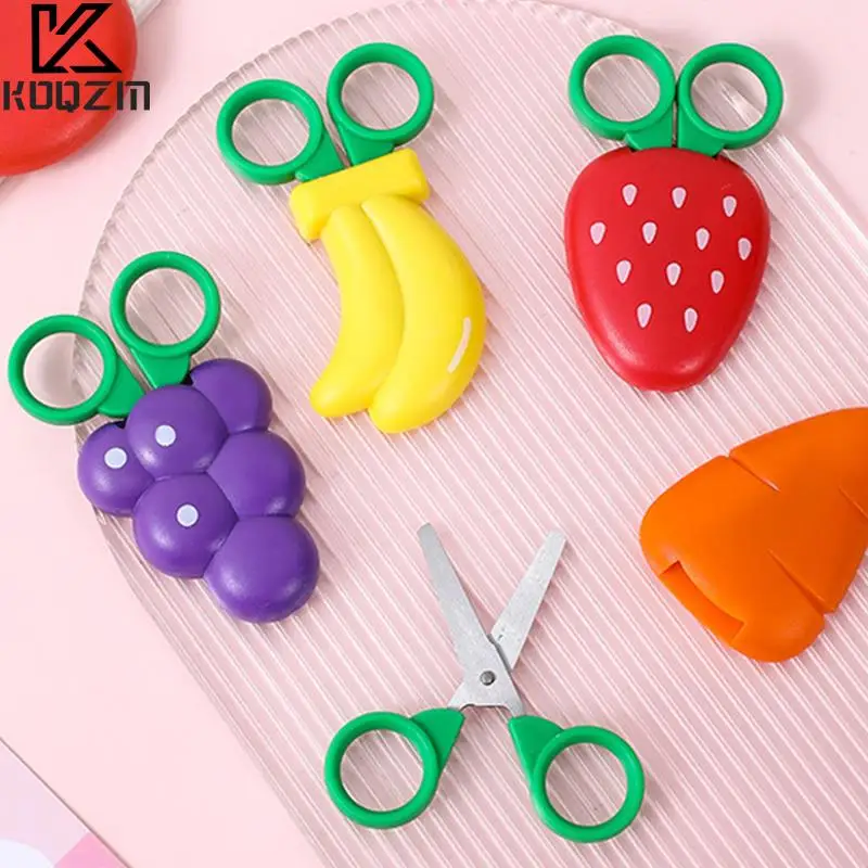 

Cartoon Fruit Magnetic Tiny Scissors Child Manual Safety Paper Scissors Cute Strawberry Student Stationery