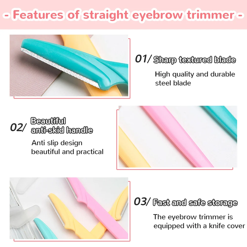 Eyebrow Trimmer Set Eyebrow Trimmer Eyebrow Razor Set Eyebrow Razor Eyebrow Scissors Hair Remover Eyebrow Trimmer Blade Eyebrow Trimmer Scissor Comb Facial Eyelash Hair Removal Grooming Shaping Eyebrow Shaver Cosmetic Razor Makeup Tools