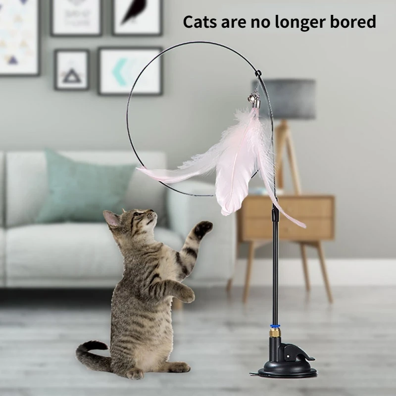 HandfreeFeatherCatWandwithBellPowerfulSuctionCupInteractive