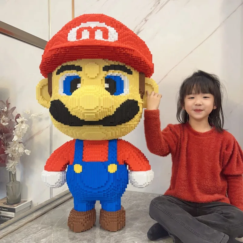 

50cm Super Marios Bros Big Building Blocks Cartoons Model Doll Graphics Toys Anime Education Game Ornaments Children DIY Gifts