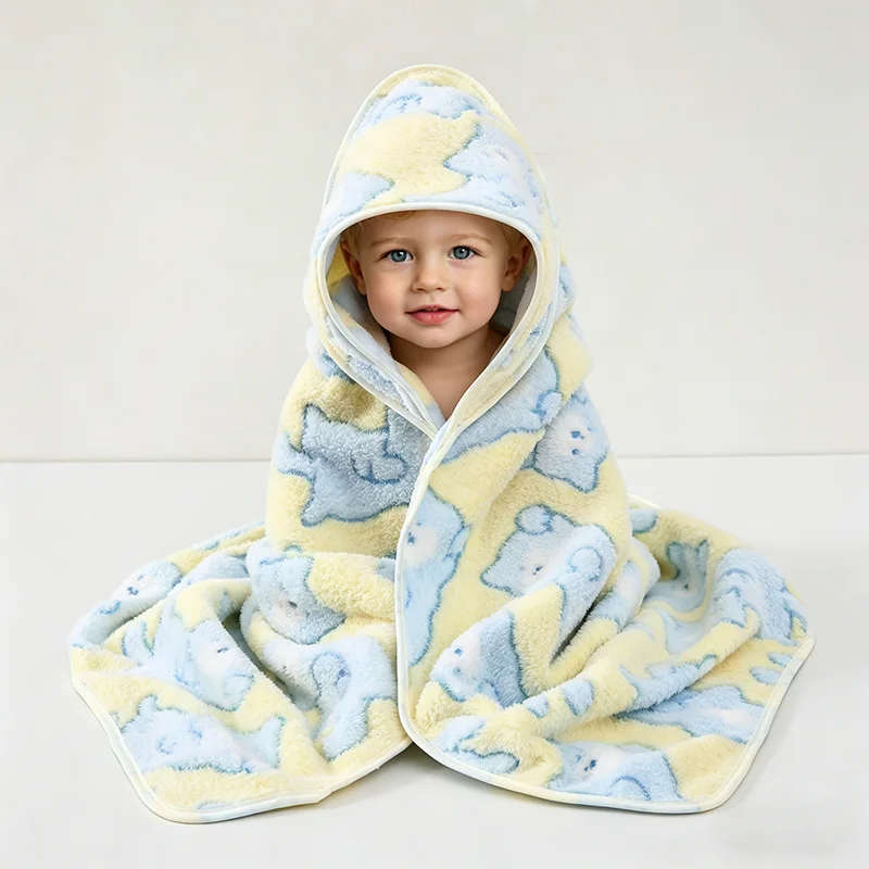 Adorable Baby Hooded Bath Towel & Toddler Wrap Blanket
