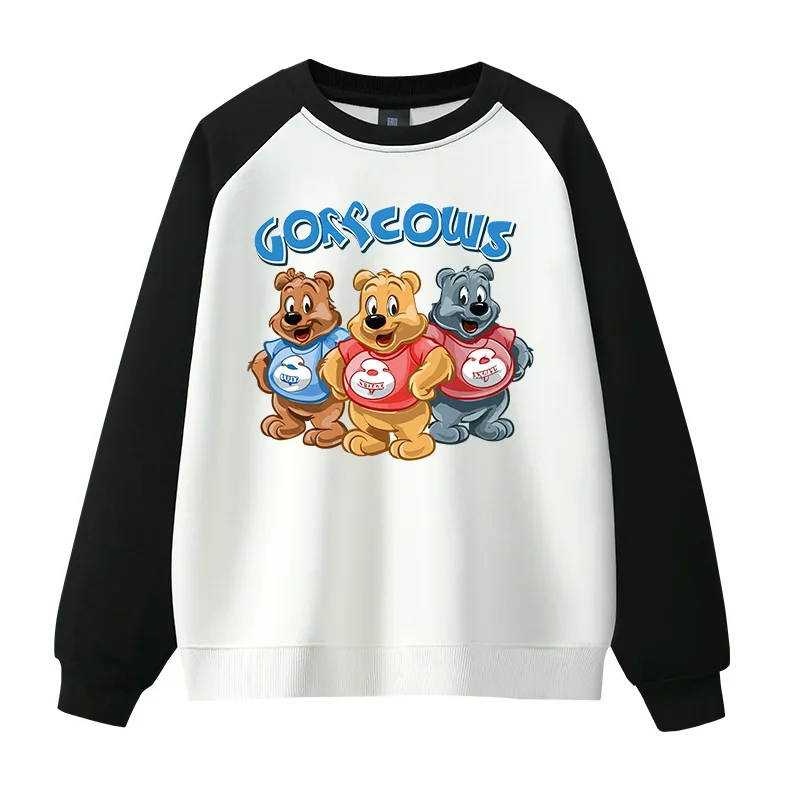 CGC Korean Fashion Cartoon Bear Print Women Sweatshirts Spring Casual O-Neck Loose Hoodies High Quality Pure Cotton Pullovers