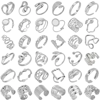 1/5pcs Silver Color Snake Beads Round Heart Stainless Steel Rings For Women Men Accessories Vintage Jewelry Finger Ring Anillos 1