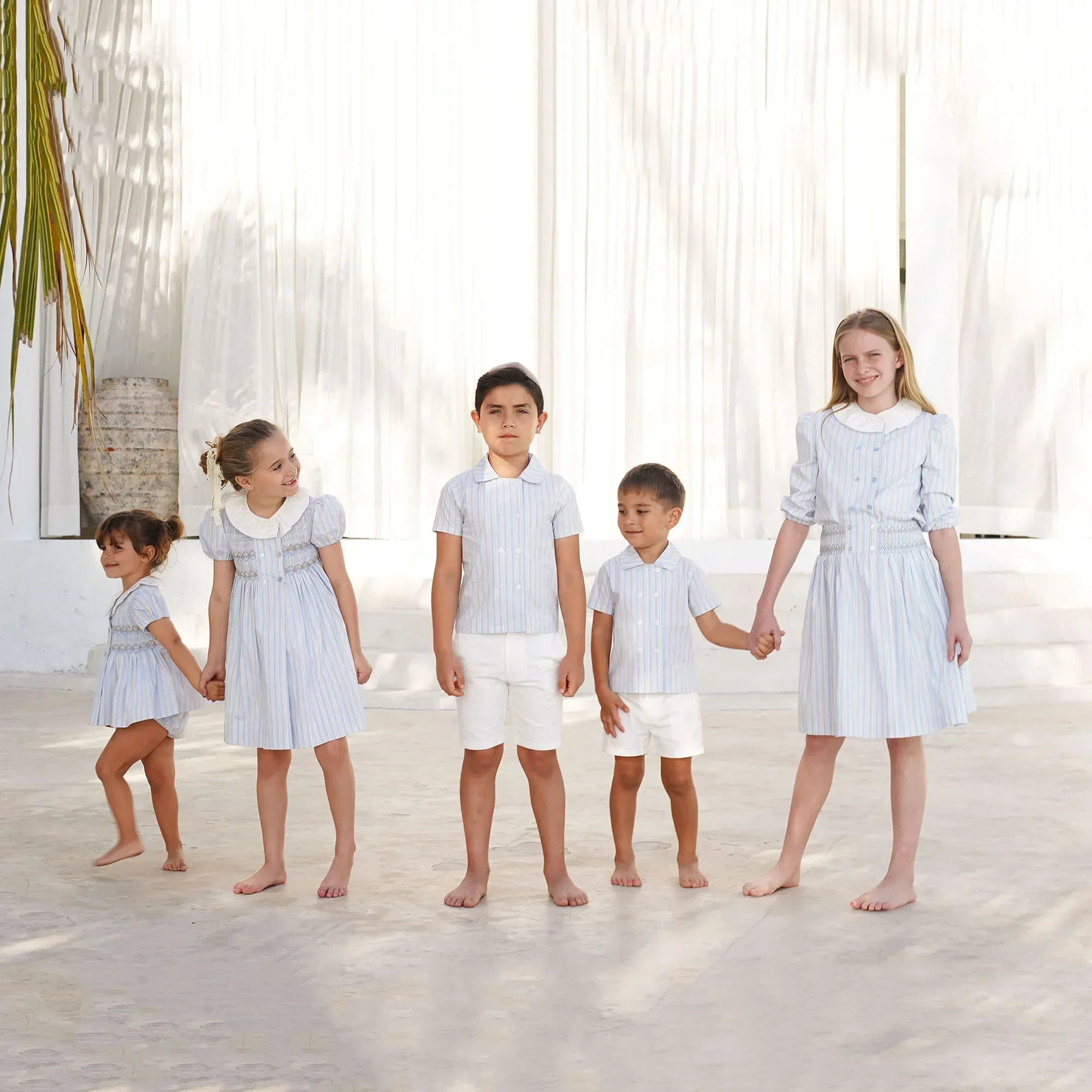 AP Summer Heirloom Striped Collection 2025SS Girls Handmade Smocked Dress Cute Baby Gilrl Set Boys Family Matching Clothing 3