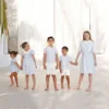 AP Summer Heirloom Striped Collection 2025SS Girls Handmade Smocked Dress Cute Baby Gilrl Set Boys Family Matching Clothing 3