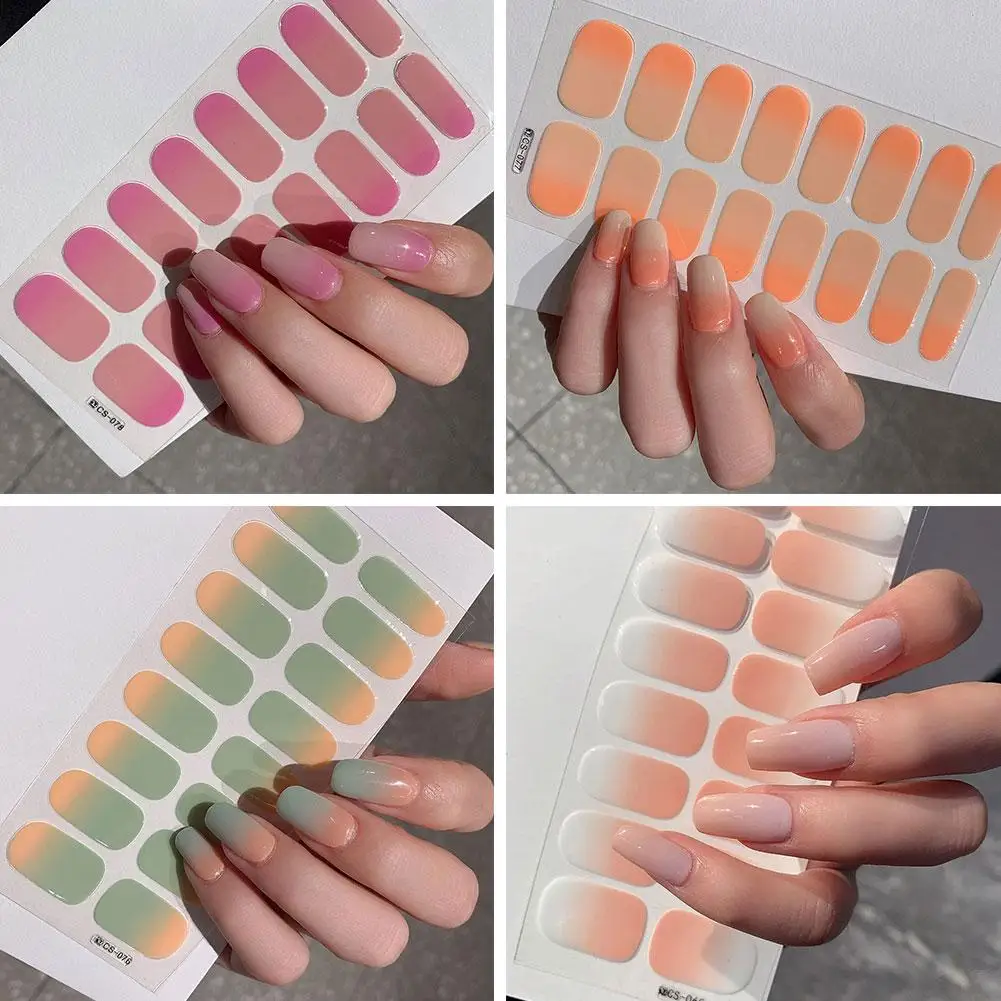 Semi-cured Gel Nail Stickers Solid Color 16 Colors