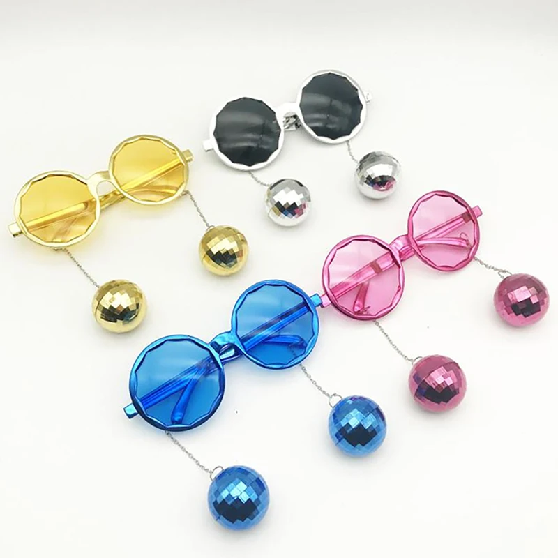 Vintage-Inspired Disco Pendant Mirror Ball Glasses for Retro Theme Parties and Events