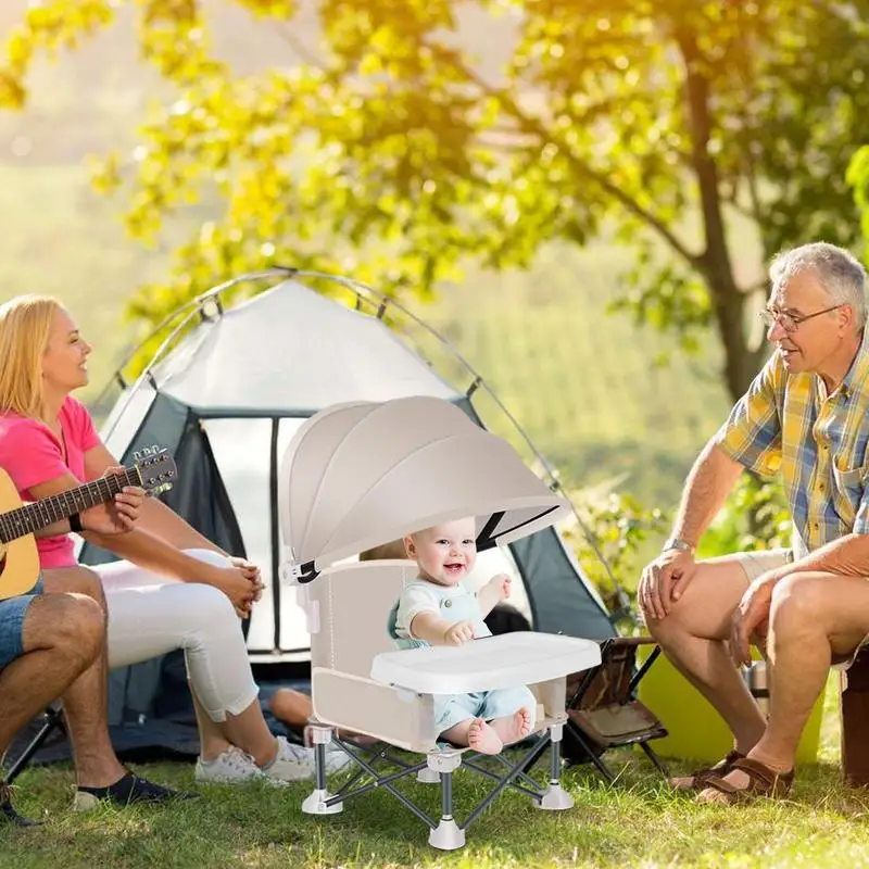 Portable Compact Baby Chair With Safe Belt For Indoor Outdoor Camping Picnics Use Easy Travel Aluminium Alloy Seat Booster