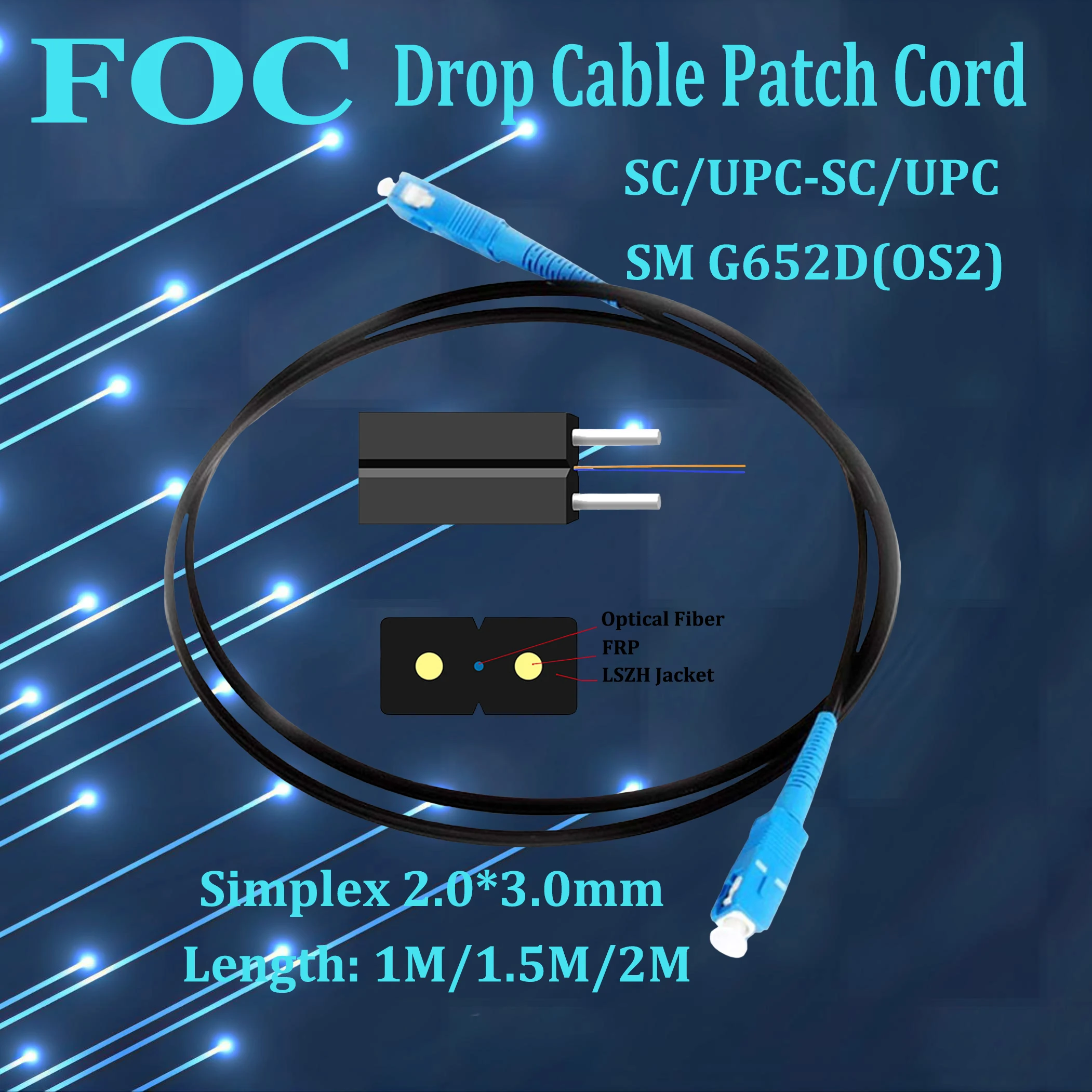 10Pcs Pre Connectorized Fiber Optic Drop Cable Singlemode Simplex G652D