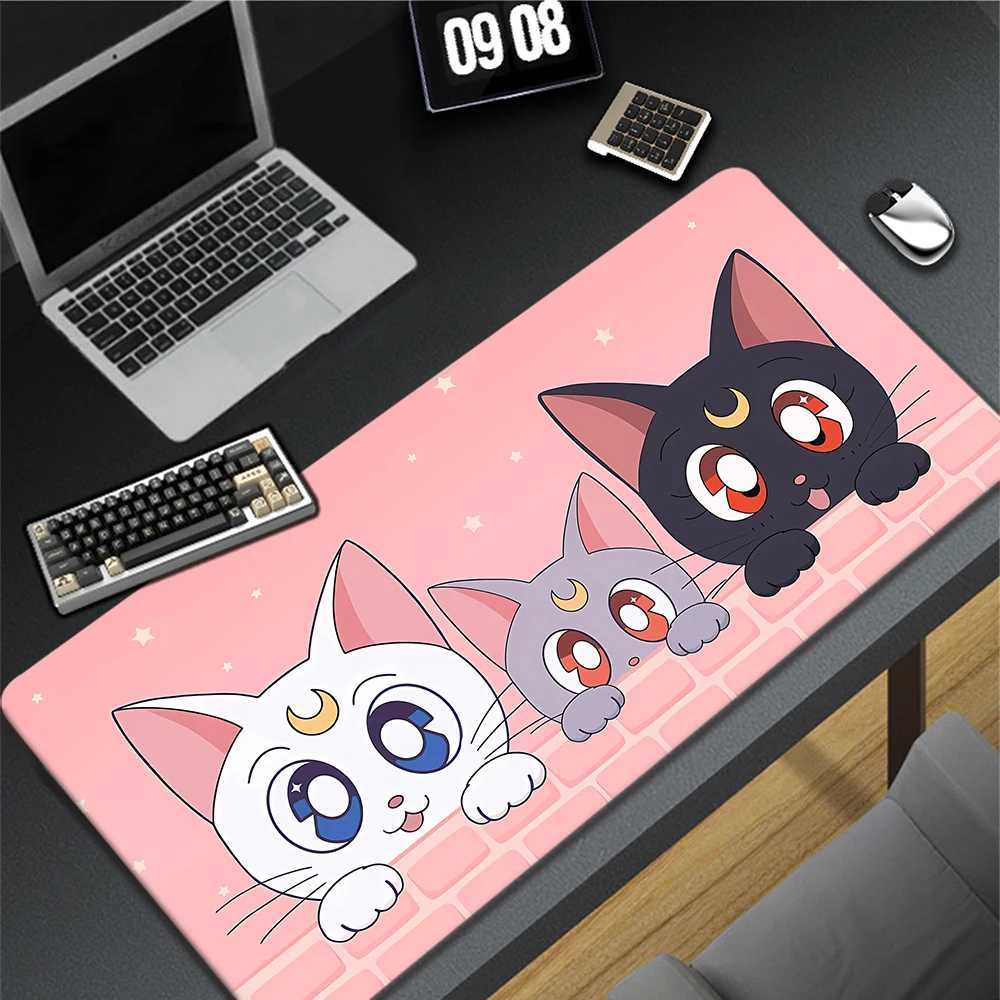 

Gaming Mouse Pad Pink Kawaii Cat Mousepad XXXL Keyboard Pads Large Computer Cute Mat Rubber Speed Mousepad Game Big Mouse Mats