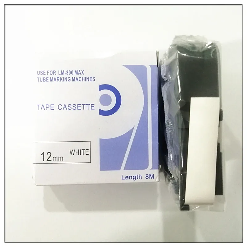 

1PK cassette label pt-312w 12mmX8m white Ink printer cartridge Label sticker for max letatwin Cable ID printer lm-380e,lm-390a