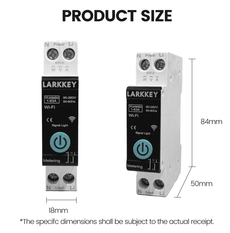 LARKKEY Programmable Wifi Breaker TUYA Smart Circuit Breaker Power Metering Over Current Under Voltage Protection DIN
