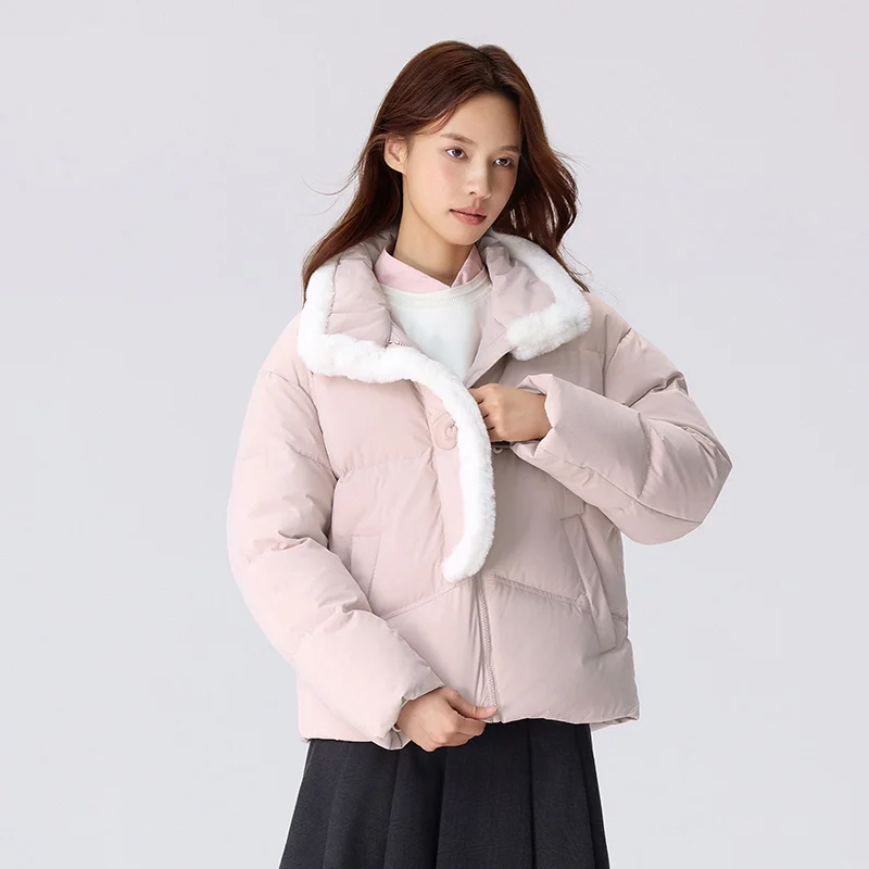 Down Jacket Women Waterproof Loose Gentle Winter New Literary Imitation Rabbit Fur Horn Button Windproof