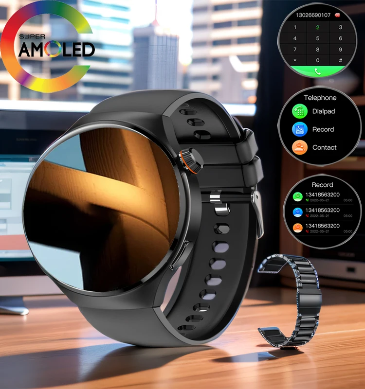 HWEI 스타일 스마트 워치 AMOLED NFC 블루투스 통화, 스포츠, 피트니스 스마트워치, 4 프로, 460x460, 남녀공용, 업그레이드 신제품