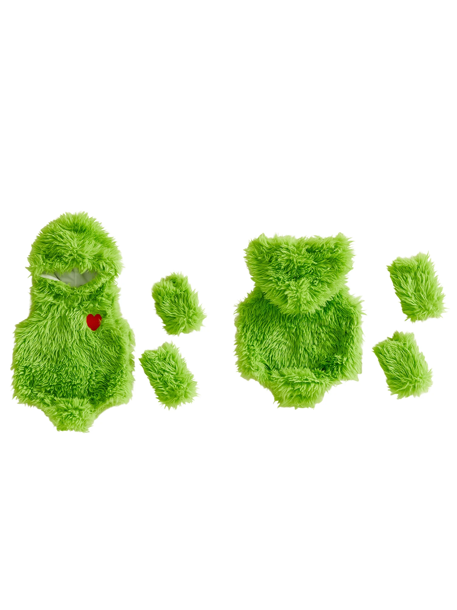 Toddler Girls Winter  Red Long Sleeve Fleece Hooded Romper with Matching Booties and Headband Set