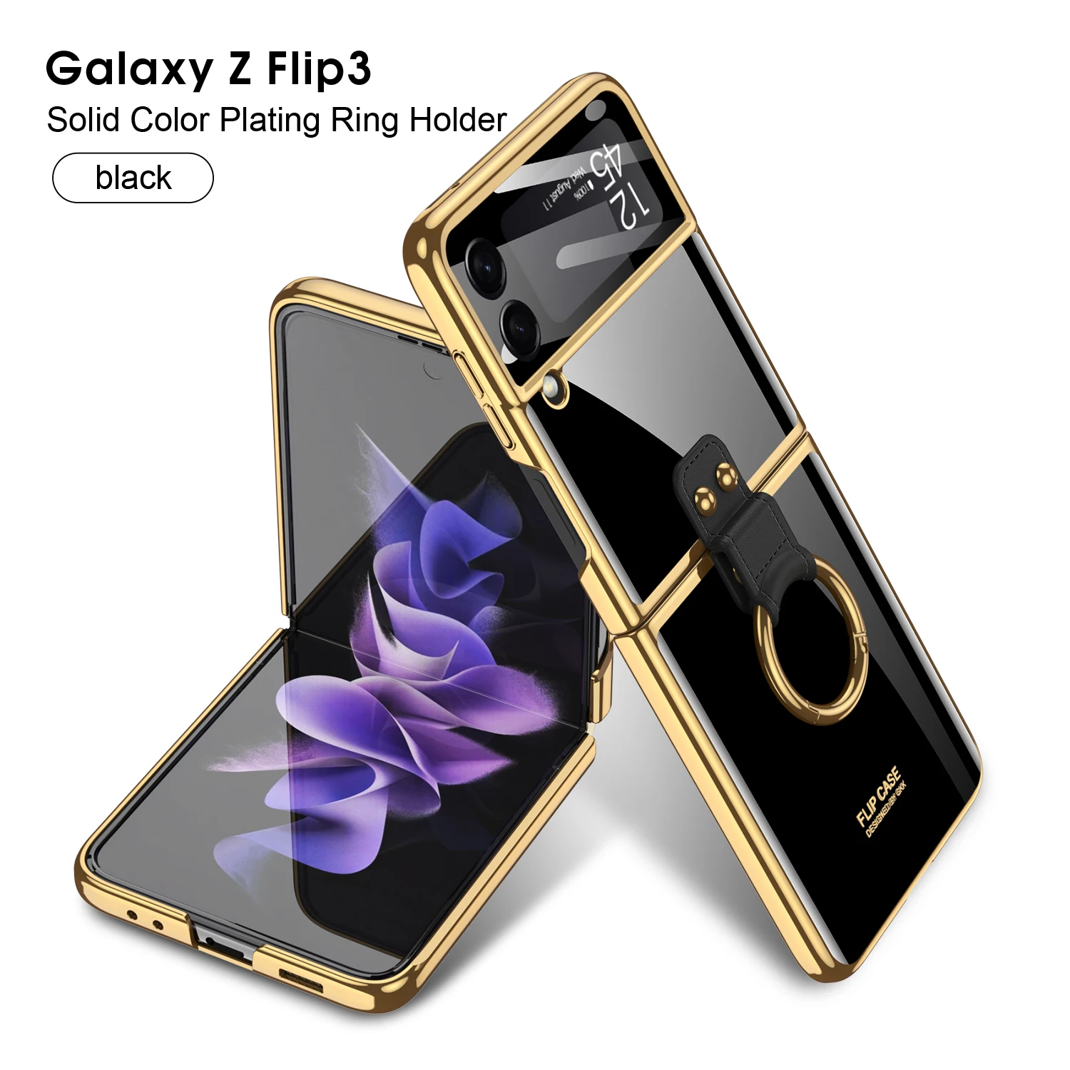 

Чехол-подставка из закаленного стекла с кольцом для Samsung Galaxy Z Flip 3