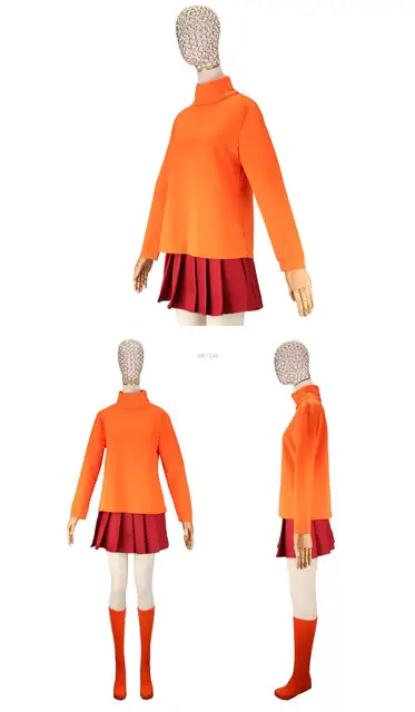  Kids Velma Costume Girls Halloween Costume Deluxe Cosplay  Outfits Red Skirt Wig Magnifier Glasses Socks Accessories OU059S :  Clothing, Shoes & Jewelry