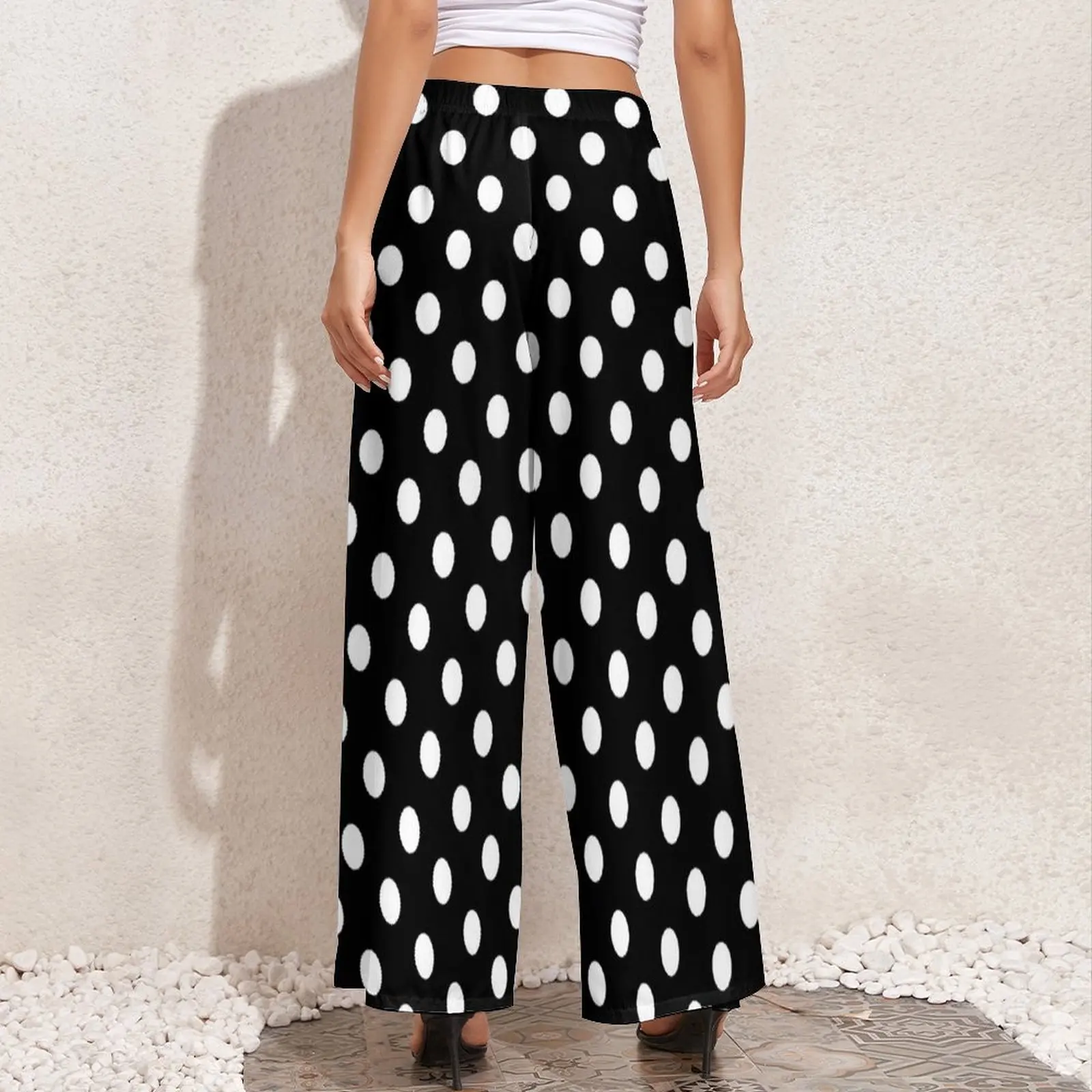 Pantalon de grossesse large à pois imprimé pois fond noir La Redoute  Collections