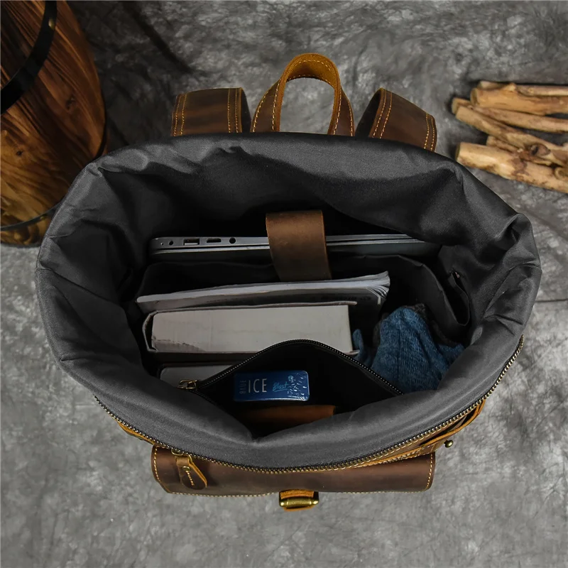 High Quality Bags Men's Leather Backpack Retro Luxury Fashion Style Backpack Travel Backpack School Bag For Men Leather Daypack