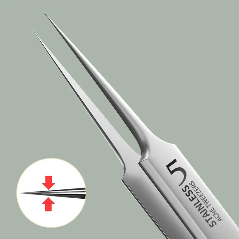 Stainless Steel Ultra-fine No.5 Cell Pimples Blackhead Clip Tweezers Beauty Salon Special Scraping Closing Artifact Acne Needle