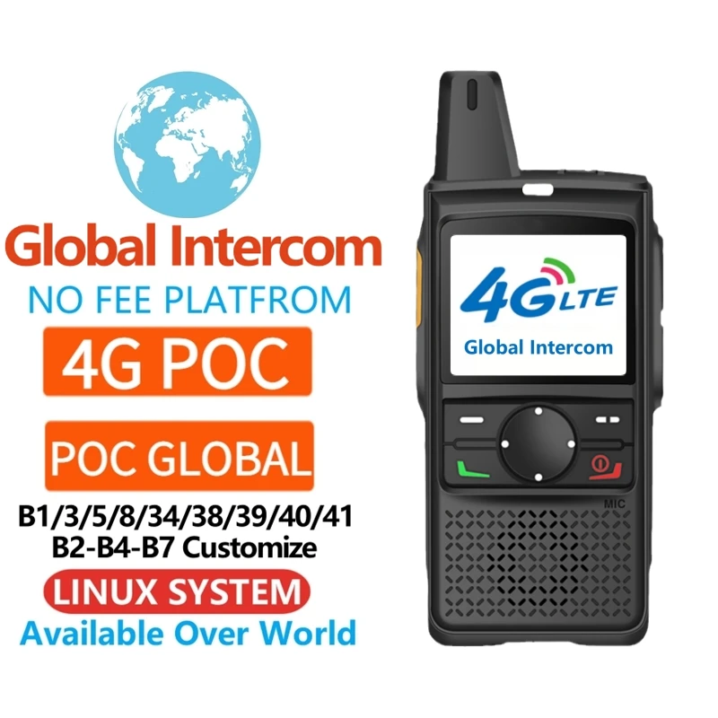 Long Distance PoC Radio Smart Sim card Walkie Talkie 4G LTE Network 100KM Communication Two Way Radio