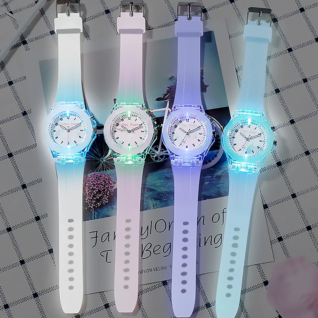 

New Sport Kid Watches for Girls Boys Personality Clock Easy Read Children Silicone Flash Quartz Wristwatches Relogio Infantil