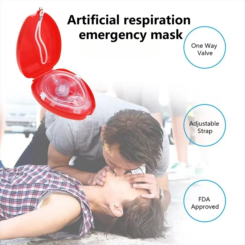 Outdoor Camping Artificial Respiration One-Way Breathing Valve Mask First Aid CPR Training Breathing Rescuers Mask Accessories first aid mask