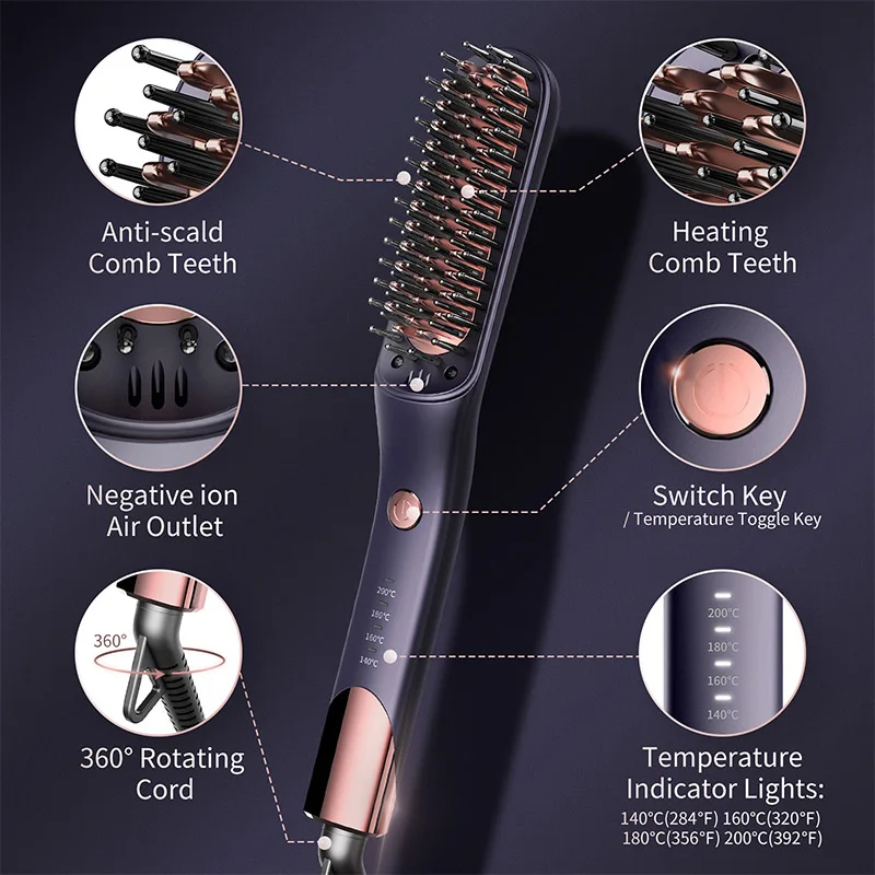 Kensen beard straightener Brush Comb Hair Straightener Men Quick Beard Straightening Curling Styling Negative Iron Heating Comb hair straightener brush hair straightener comb hair straightener