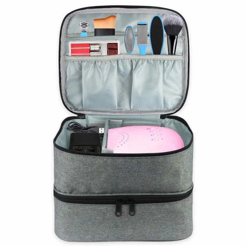 

Nail Polish Carrying Case Nail Polish Holder Double-Layer Nail Tools And Nail Dryer Case Holds 30 Various Size Bottles For