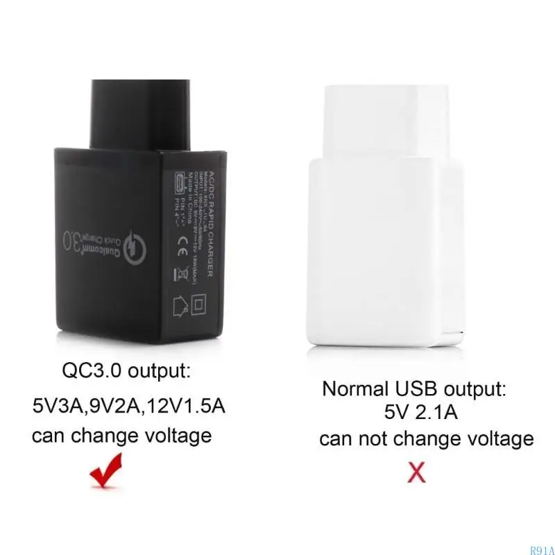 R91A QC3.0 USB-A DC5.5x2.5mm 컨버터 12V 9V USB 부스트 라인 트리거 충전 케이블, 스피커, LED 조명