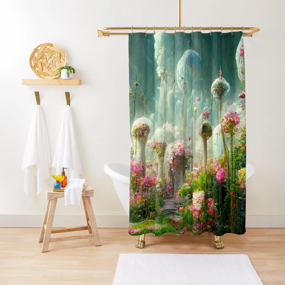 

Heavenly Garden of Eden Flowers Shower Curtain Set For Bathroom Shower For Bathroom Set Waterproof Bath And Anti-Mold Curtain
