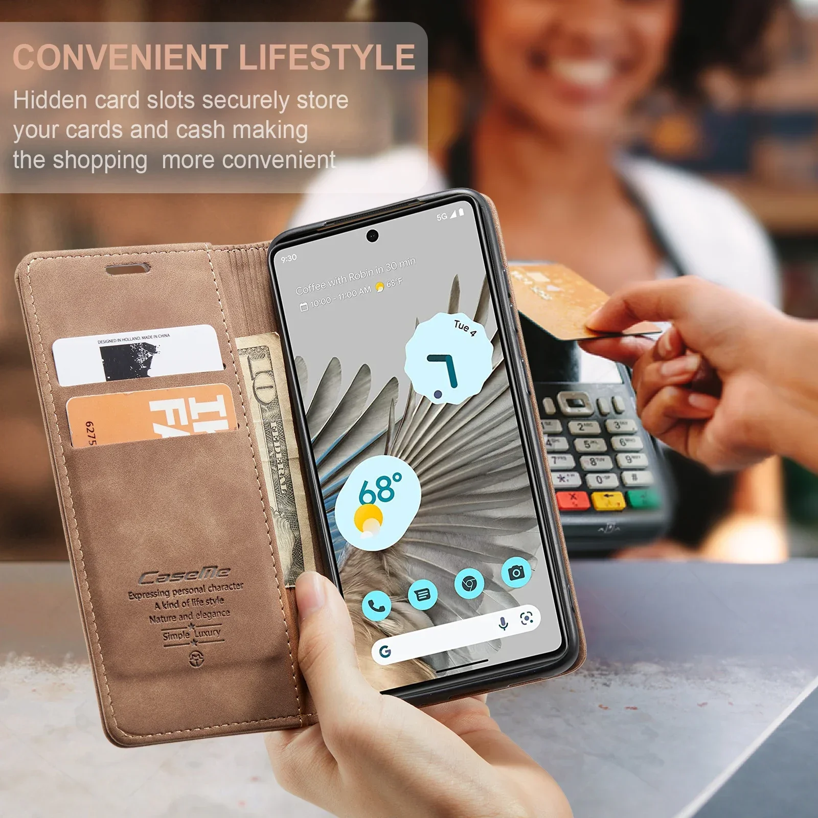 Funda Con Tapa De Cuero Con Relieve Para Google Pixel 8A, 8, 7, 6, 9 Pro, 6A, 7A, Capa, Soporte Magnético, Billetera Para Teléfono, Bolsa Para Tarjetas, Cubierta Protegida - AliExprs