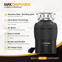 Disposal 3/4 HP for Kitchen sink Quiet with Stopper Power Cord, Easy install, Continuous Feed Food Waste Disposer 2