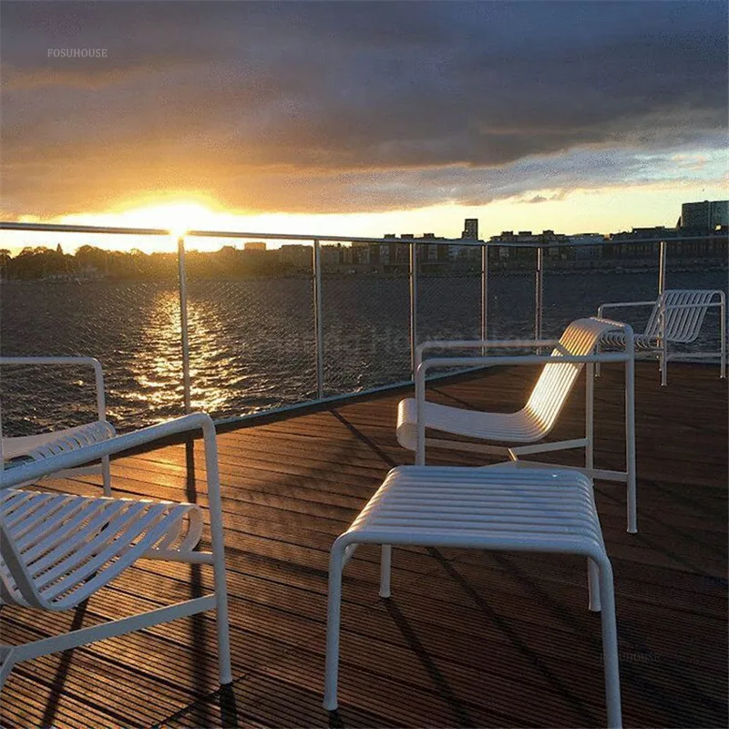 Nordic Outdoor Furniture Wrought Iron Garden Chairs Balcony Courtyard Coffee Shop Lounge Chair Creative Restaurant Villa Stool outdoor bistro set outdoor table and chair set