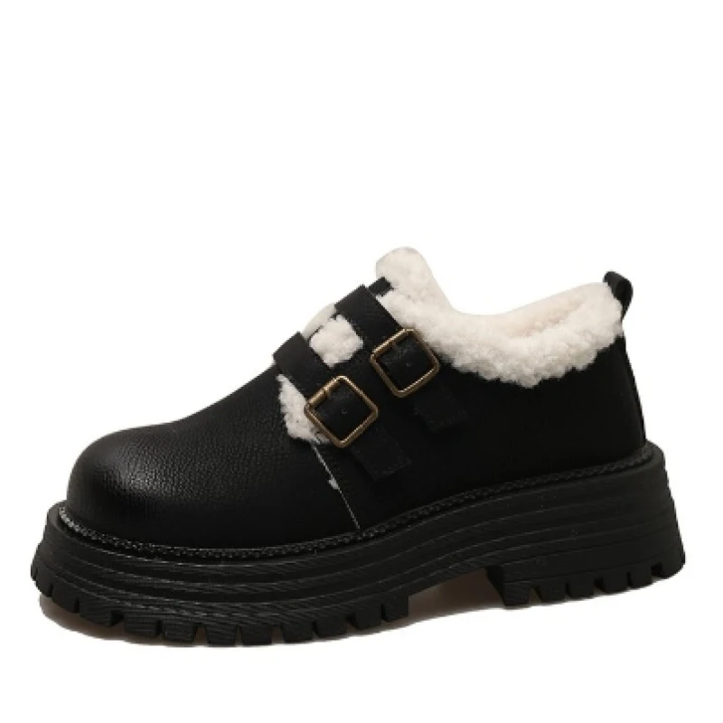 Lamb Plush Texture Japanese College Style Women'S Winter Snow Cotton Shoes Cute Autumn And Winter Color Ladies Shoes Fluffy New