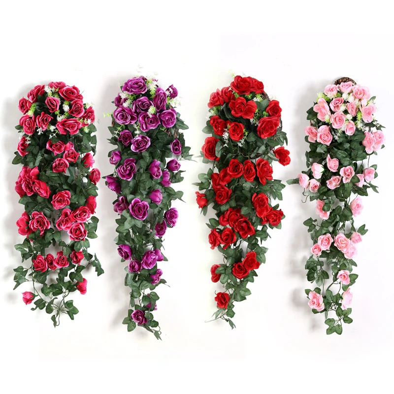 Artificial Hanging Flowers Fake Rose Vine Hanging Plants Faux Flowers