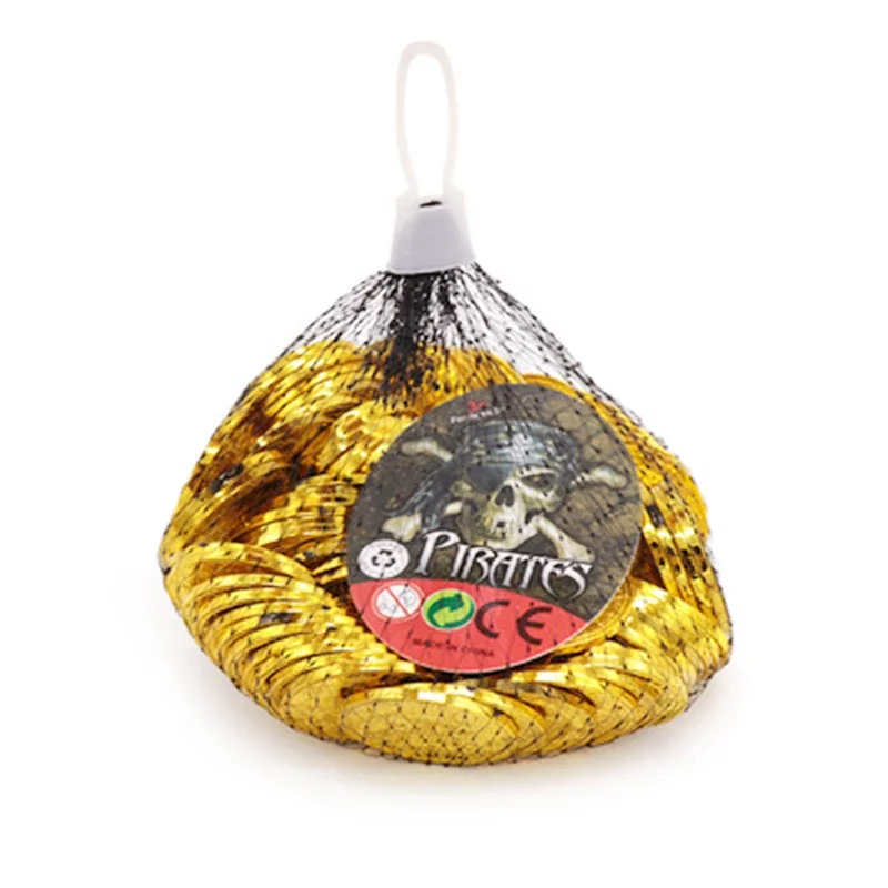 100Pcs Plastic Pirate Gold Coin Fake Game Coin Treasure Coins Funny Scene Props Halloween Christmas Party Decoration Supplies 3