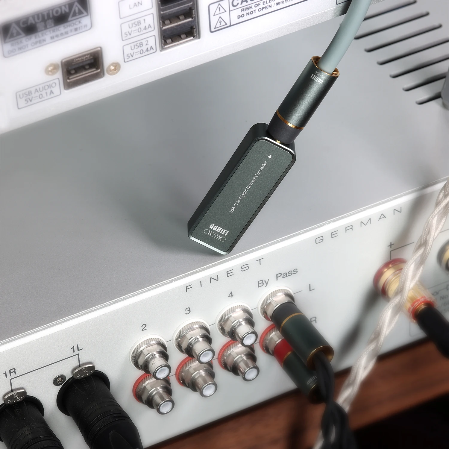 DD ddHiFi TC100S Portable USB-C Female to RCA Coaxial Digital Interface, Adopts DA101C Digital Audio Transformer
