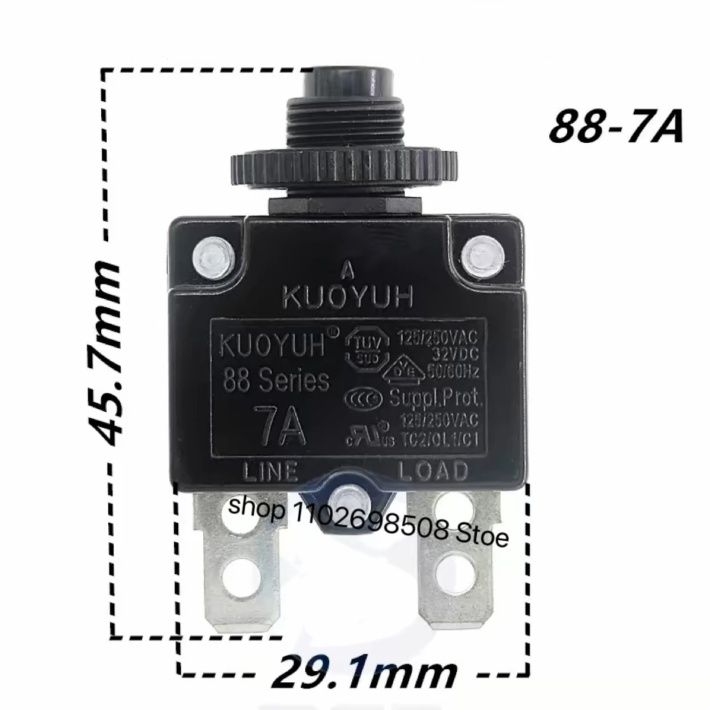 88 Series KUOYUH 3A 4A 5A 6A 7A 8A 9A 10A 11A 12A 13A 14A 15A 16A 17A 18A 19A 20A 25A Overload Overcurrent Protector 1sets