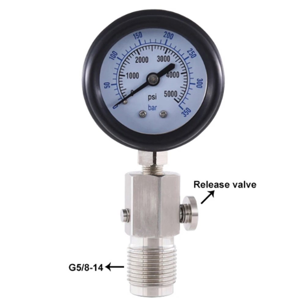 DIN Air Tank Pressure Checker for Scuba Diving with 350Bar Gauge Diving Gauge with Handle