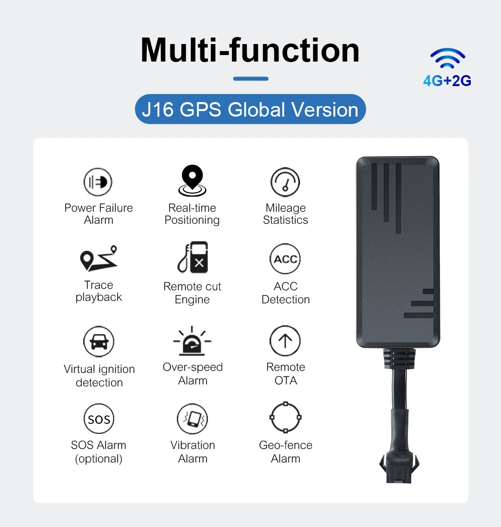 J16 TrackerKing 4G+2G GPS tracker 4G Realtime Tracking Device Free Platform And App Acc Alarm 3units gps tracker